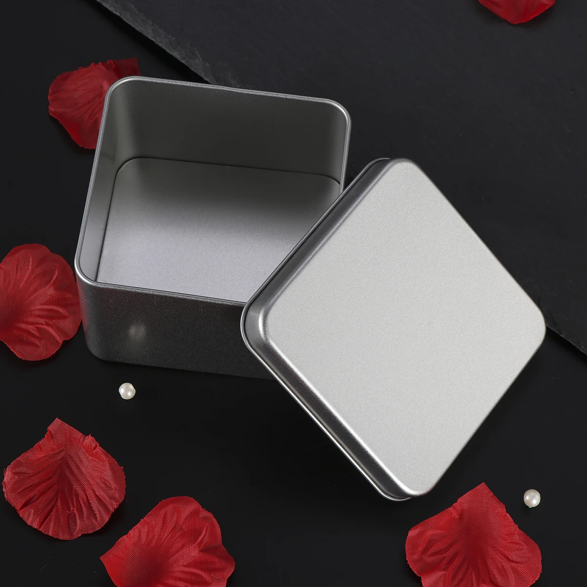 

square empty tin silver metal tin square tin