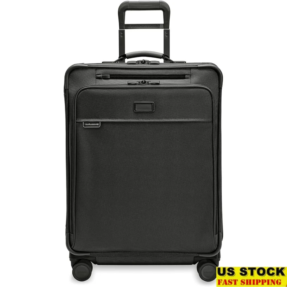 

Medium Expandable Spinner Checked Luggage Softside Rolling Bag with 360 Spinner Wheels Self Repairing Zipper Travel Suitcase Men