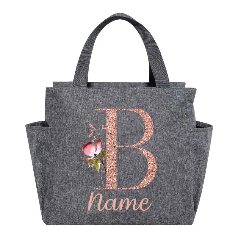 Custom Name Lunch Bag Insulated Thermal Lunch Box Large Tote Bag for Work Food Storage Bags for Travel Gift for Teacher\'s Day