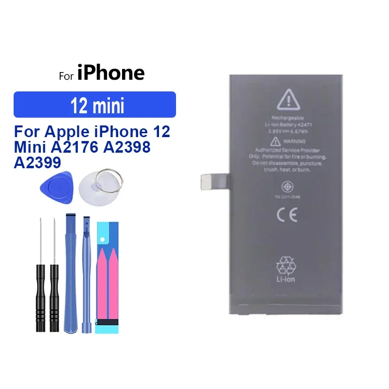 Portable Battery 2227mAh-3687mAh For Apple iPhone 12 (Mini Pro Max) A2176 A2398 A2399 A2400 A2342 A2410 A2411 A2412