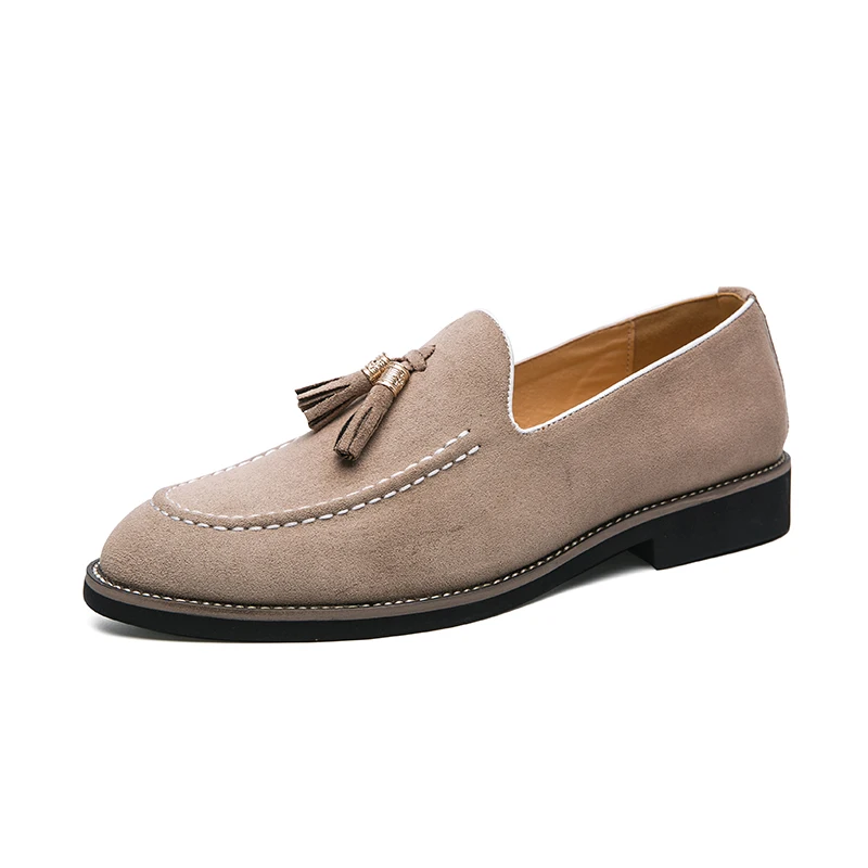 Mocassins pointus en cuir suédé pour hommes, chaussures plates, cuir de vachette, style britannique, décontracté, marque italienne, haute qualité