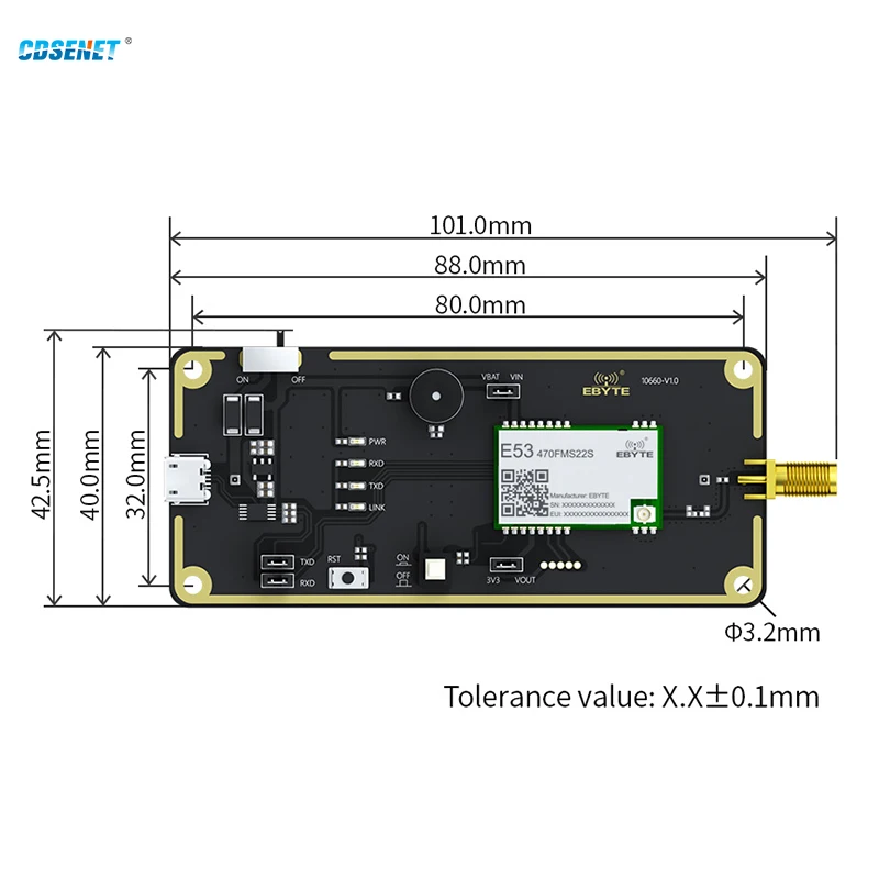 Test Board E53-470FMS22S-TB for 470MHz Lora FMS Star Networking Module CDSENET 22dbm Ad Hoc Relay Networking Long Distance 3KM