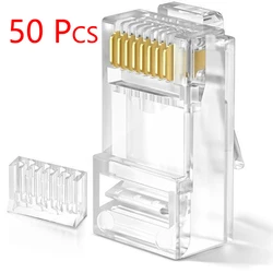 Network Cable Modular Plug RJ-45 Cat5e Ethernet Cable Crimp Connectors Unshielded 8Pin Modular Utp for PC Adapters Crystal Heads