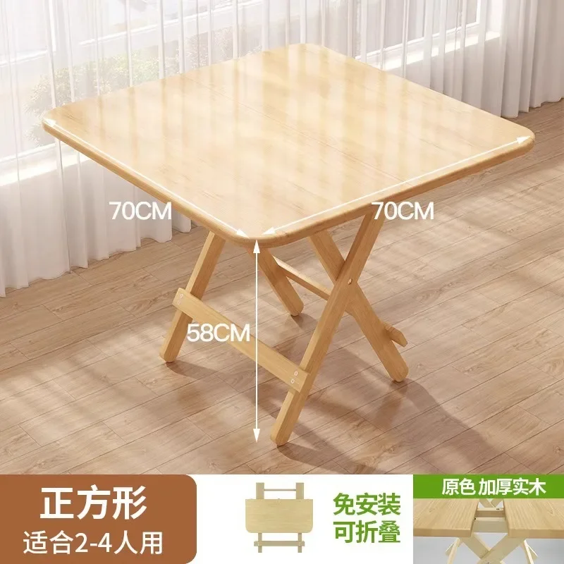 Mesa de comedor de madera maciza plegable para el hogar, pequeño apartamento, mesa cuadrada Rectangular, mesa pequeña Simple