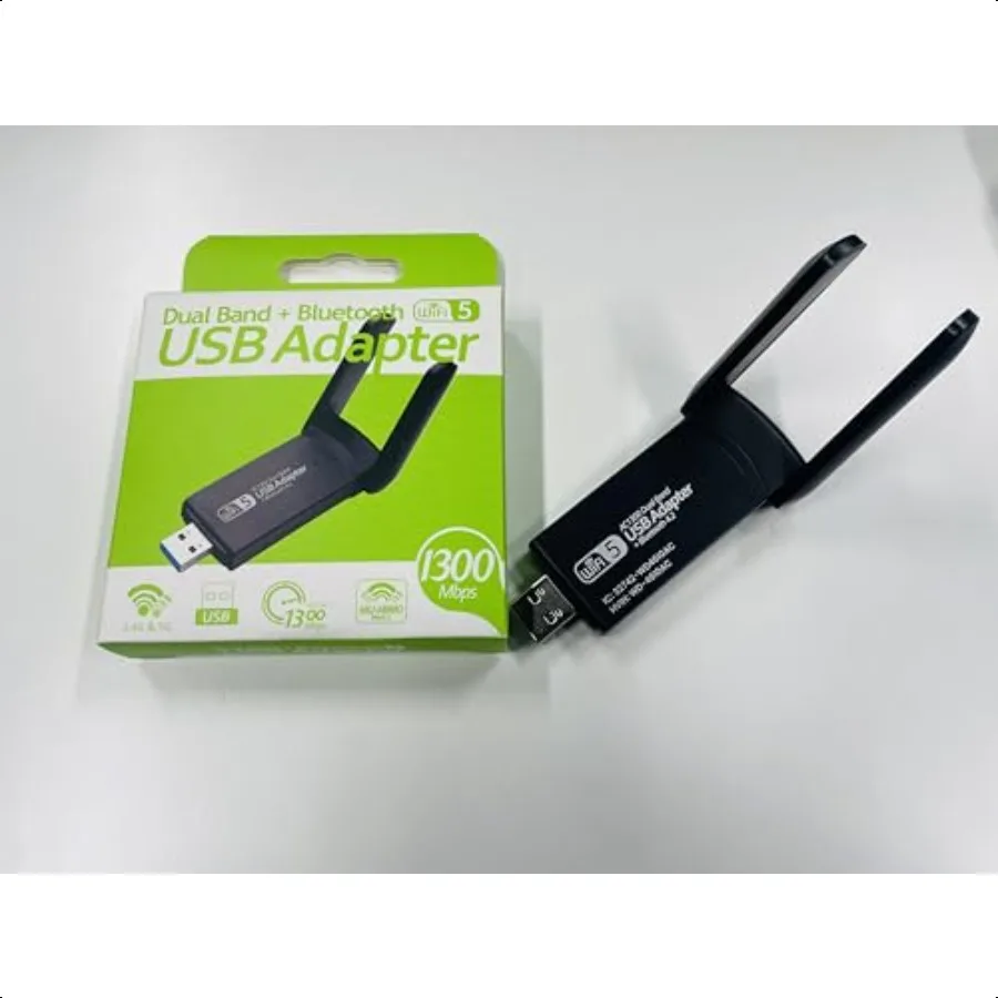 USB واي فاي بلوتوث محول 1300Mbps ثنائي النطاق 2.4 5Ghz شبكة لاسلكية استقبال خارجي صغير واي فاي دونغل للكمبيوتر المحمول سطح المكتب