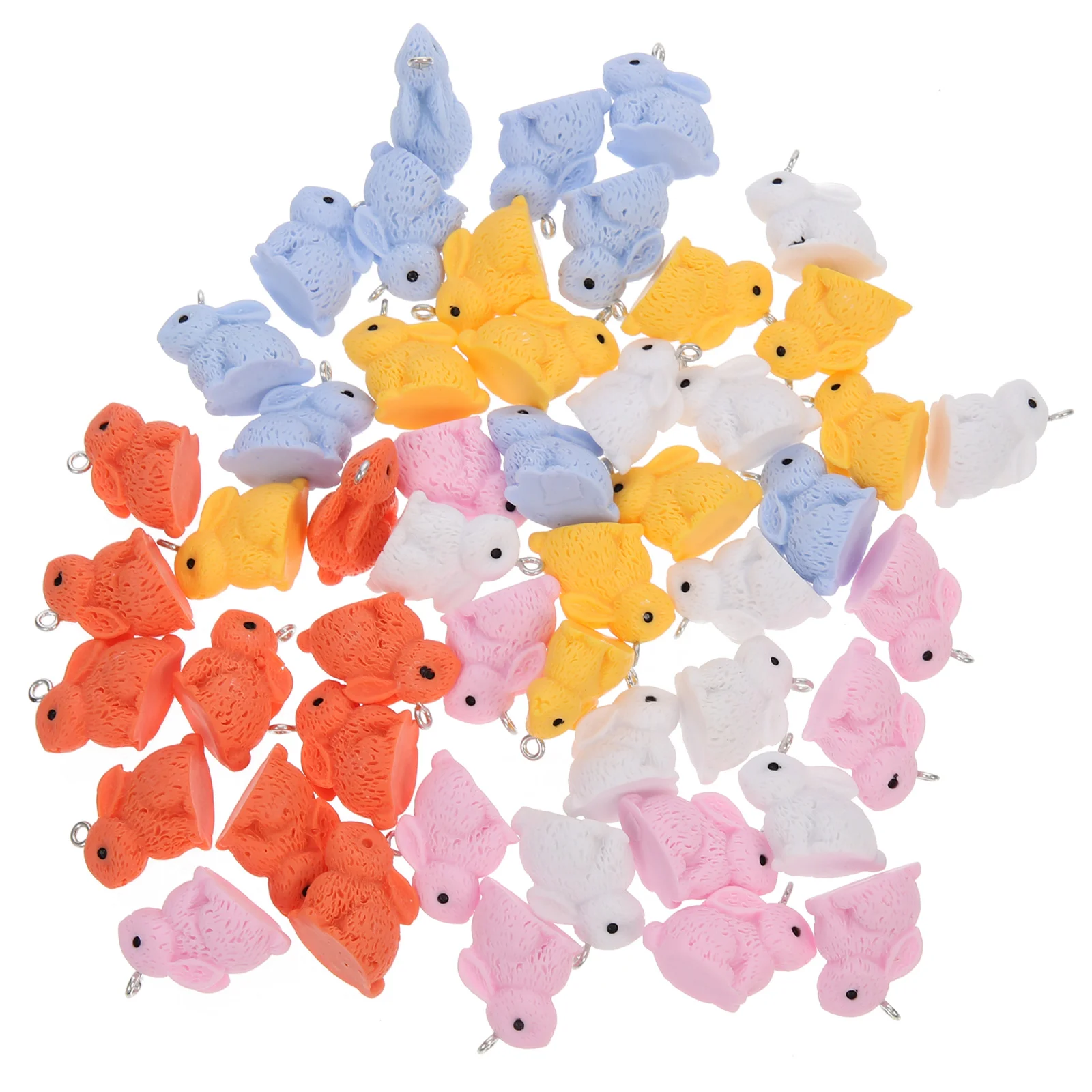 

50pcs Resin Pendant Charms DIY Jewelry Accessories Yellow White Bunny Decor Each Bunny Shape