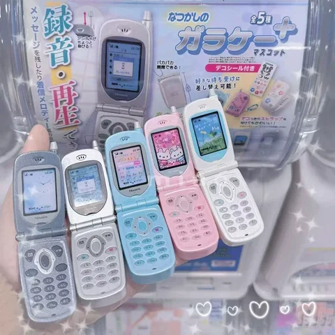 Mini Flip Phone Recording plus Version Keychain Toy Retro Design Girls Gift Genuine Capsule Spirits