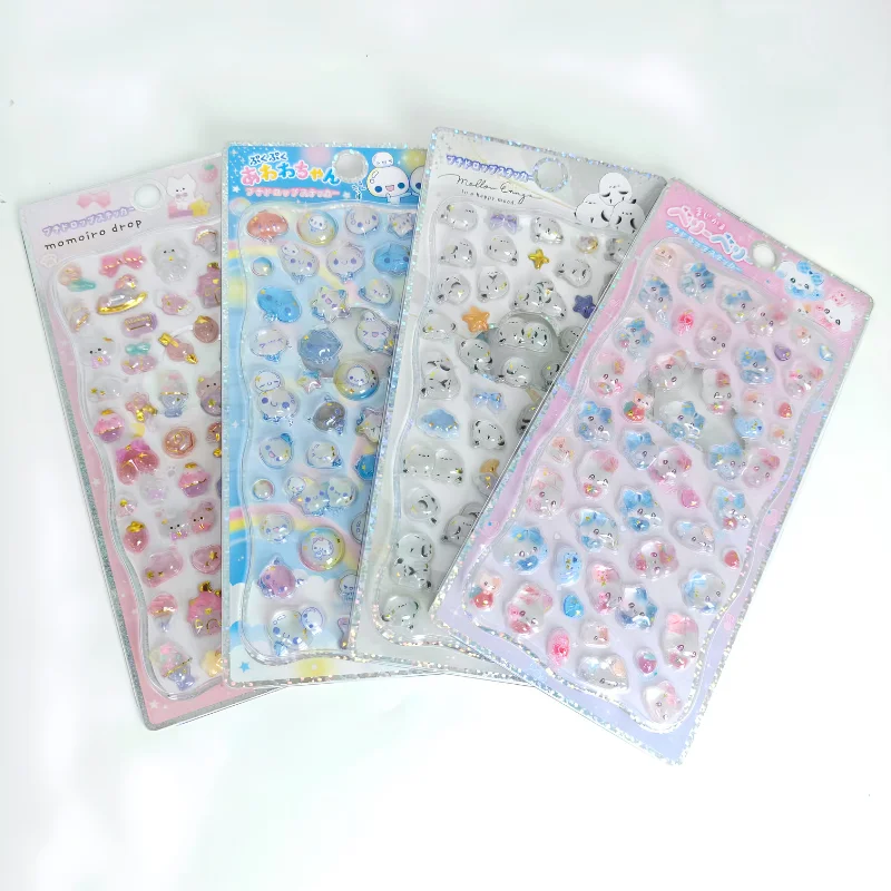 new Cartoon Water Drop 3D Relief Crystal Stickers Cute Refrigerator Sticker Handbooks Decoration Creativity Reward Toy