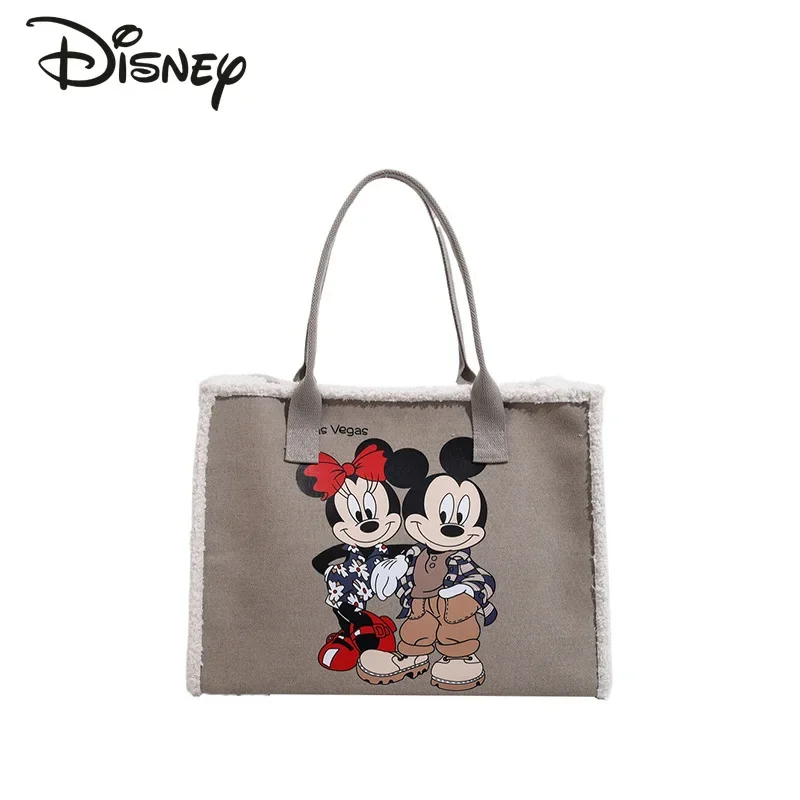 Disney 2024 New Women\'s Handbag Fashionable High Quality Canvas Women\'s Commuter Bag Casual Large Capacity Women\'s Shopping Bag