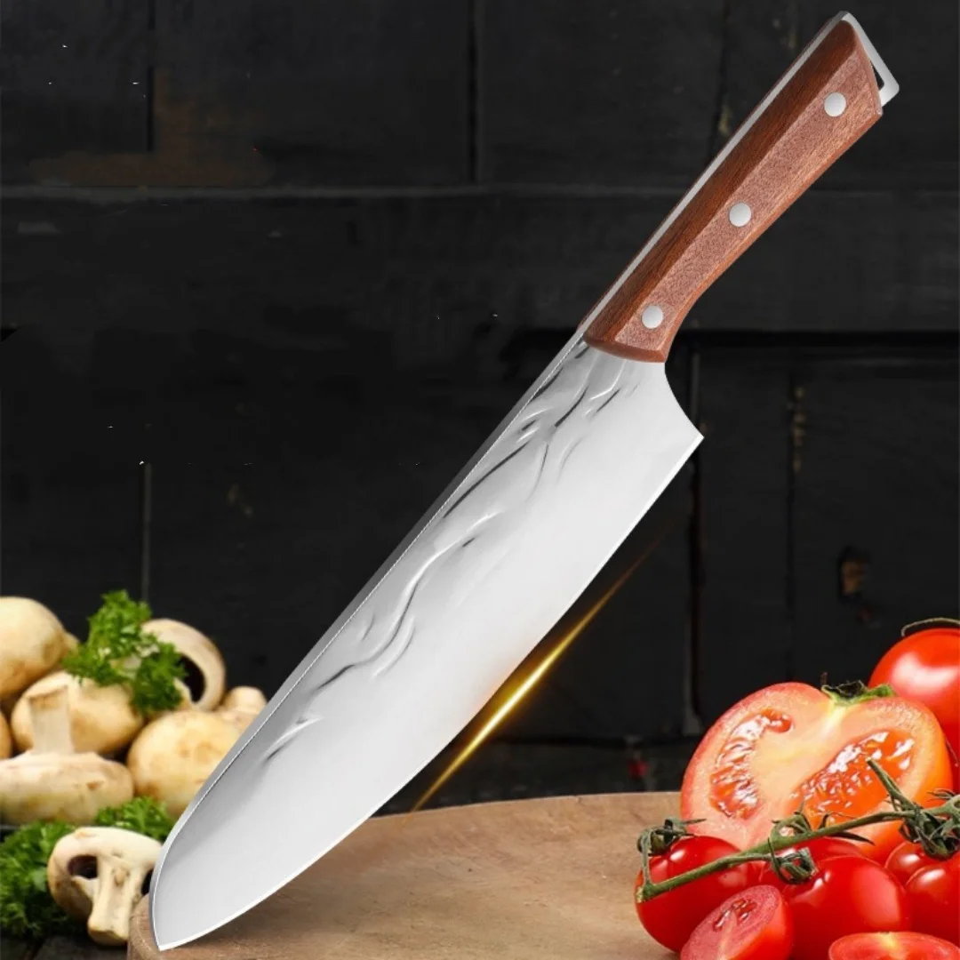 

Кухонный нож из нержавеющей стали, нож для рыбы, нож для мяса, кухонный нож с ручкой из цельного дерева, универсальный нож для ресторана и домашнего использования