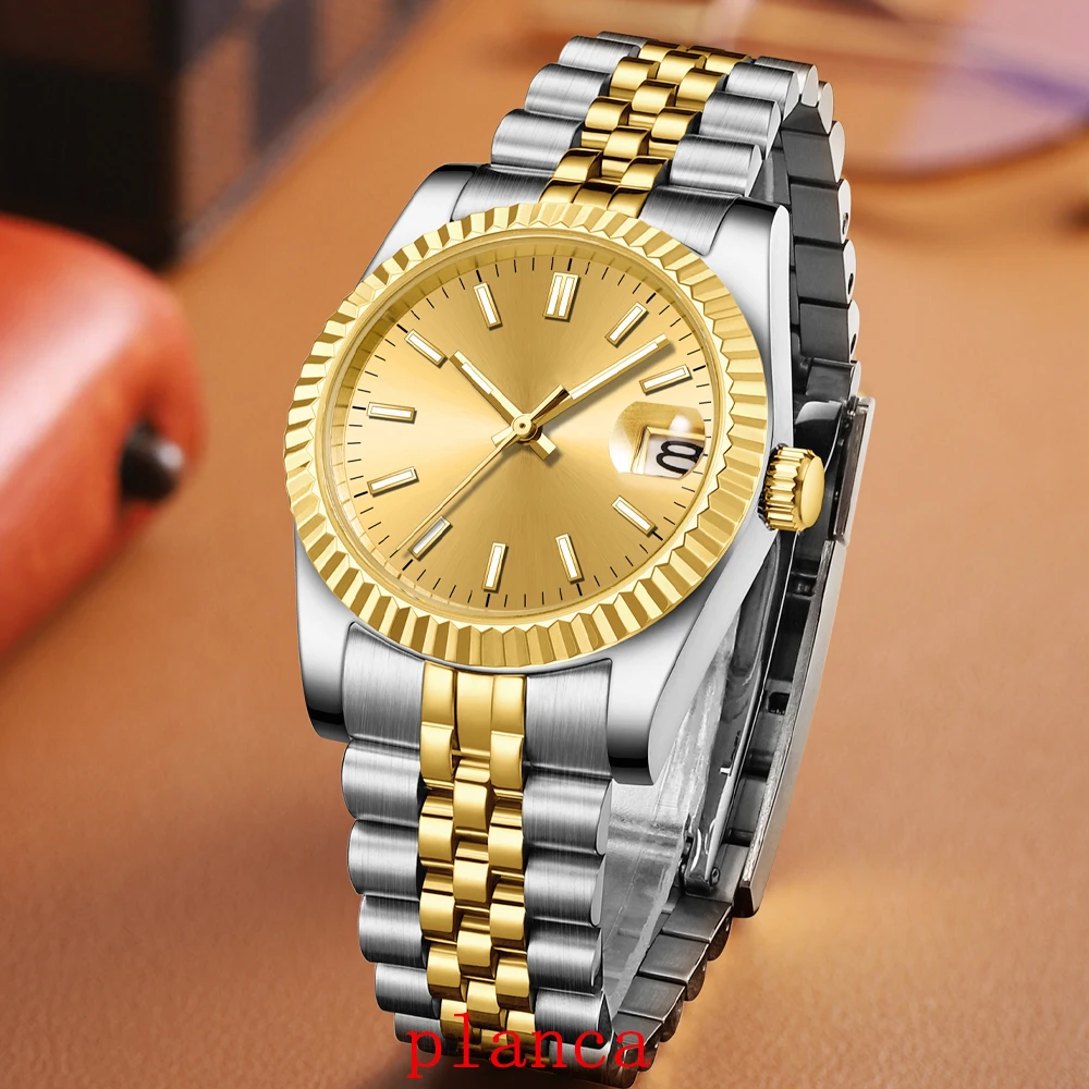 Relógio mecânico personalizado 36mm/39mm NH35 movimento automático relógio de aço inoxidável com vidro de safira