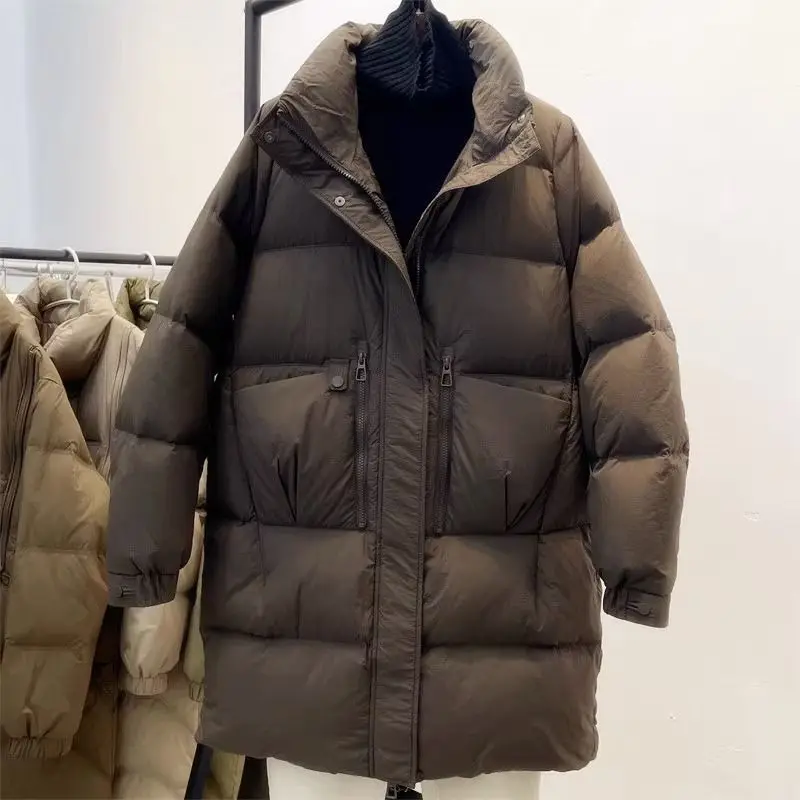 2025 Winter New Women's Down Jacket Loose Commuter Windproof Stand Collar Warm Parker Coat