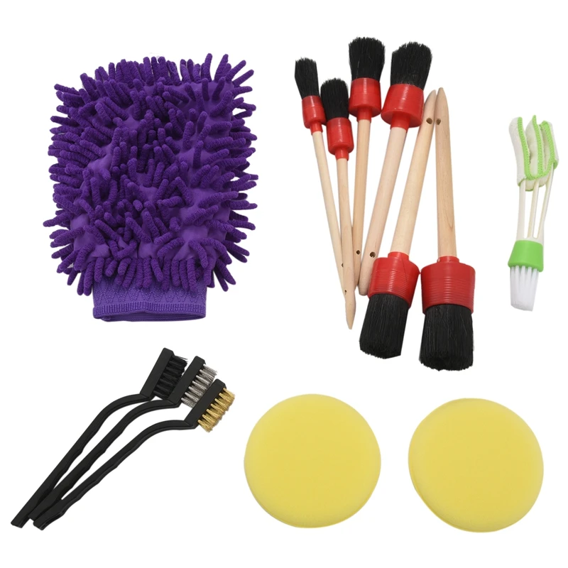 

13 Pcs Auto Detailing Brush Set For Cleaning Car Motorcycle Automotive Cleaning Wheels, Dashboard, Interior, Exterior, Leather,