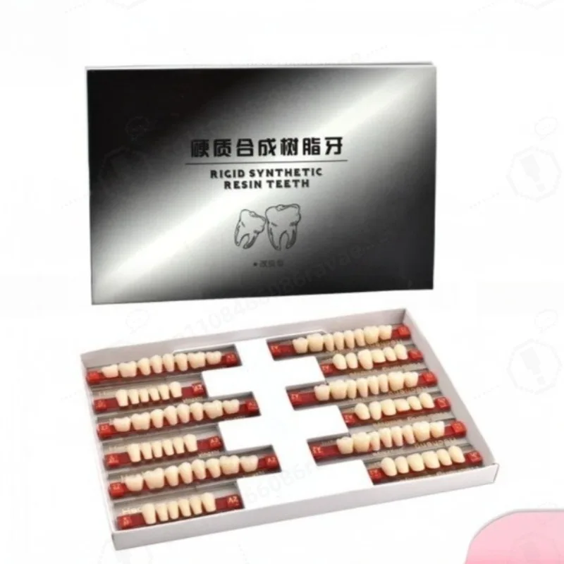 Multilayer Synthetic Resin Teeth A2 Color Dental Hard Resin Denture Teeth for Dental Lab Denture Processing Oral Material