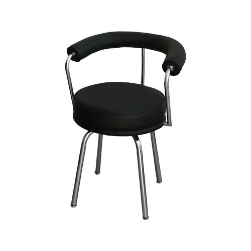 Modern minimalist design black leisure chair rotatable dining chair restaurant coffee shop chair leather