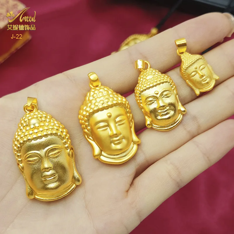 Guochao men's and women's ancient Buddha head pendant, sand gold women's Buddha pendant for safety, wholesale Vietnam sand gold