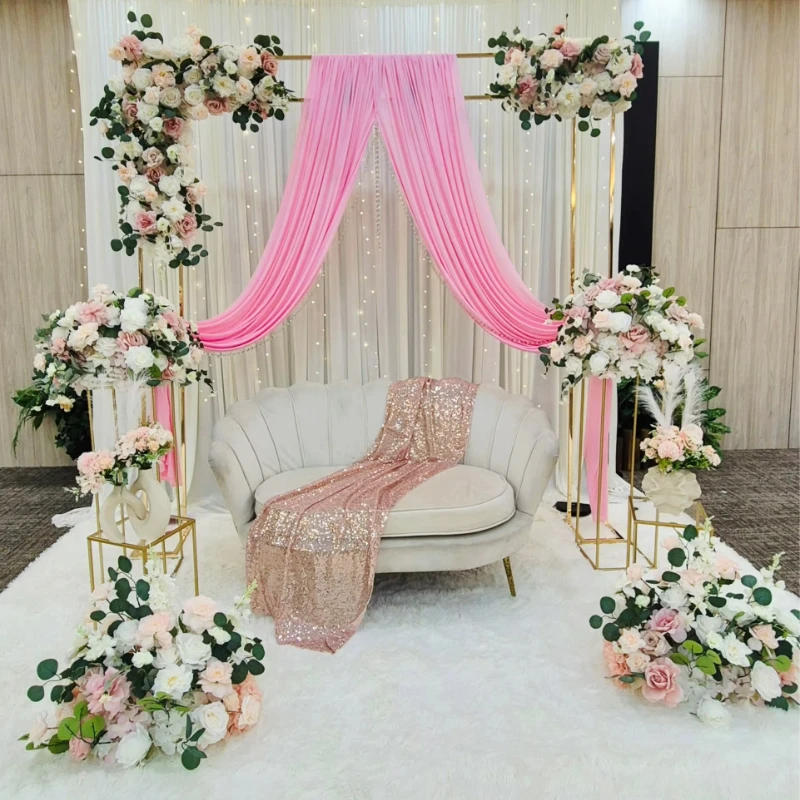 

5pcs Wedding Wrought Iron Arch Rectangular Stand For Flower Arrangement Fabric Curtain Balloon Iron Background Stand For Event