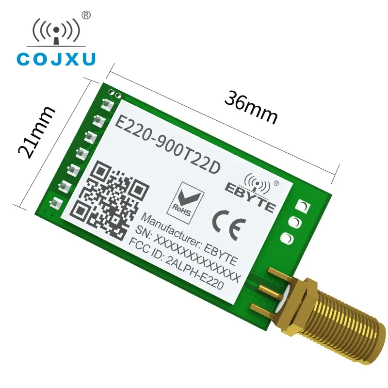 LLCC68 RF LoRa Module 868MHz 915MHz E220-900T22D DIP 22dBm 5km Long Range RSSI ISM FSK UART IoTWireless Tranceiver Receiver