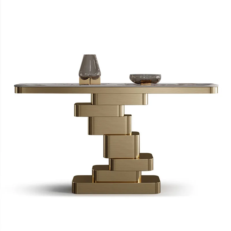 

Nordic light luxury entrance Italian minimalist rock slab end view platform
