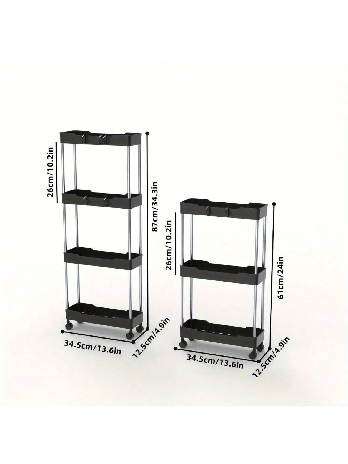 3/4-Tier Ultra-Thin Gap Rolling Storage Cart, Inexpensive Bathroom Storage Mobile Shelving, Multi-Functional Cart,