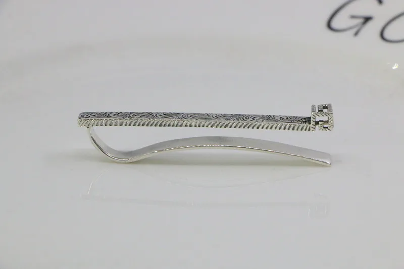 Retro Rattan Pure Silver Tie Clip, High Grade Bag Clip, acessórios nobres e elegantes, Collar Clip, Fashionable Hair Clip