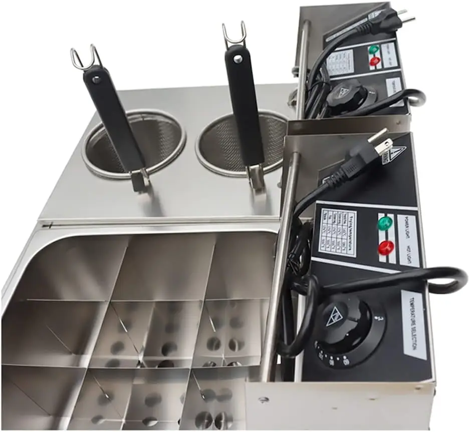 มัลติฟังก์ชั่น 20L 2 ตะกร้าไฟฟ้าเครื่องทําอาหารก๋วยเตี๋ยวหม้อหุงพาสต้า 60-200 ℃   เครื่องทําอาหารเกี๊ยวซุปสแตนเลส