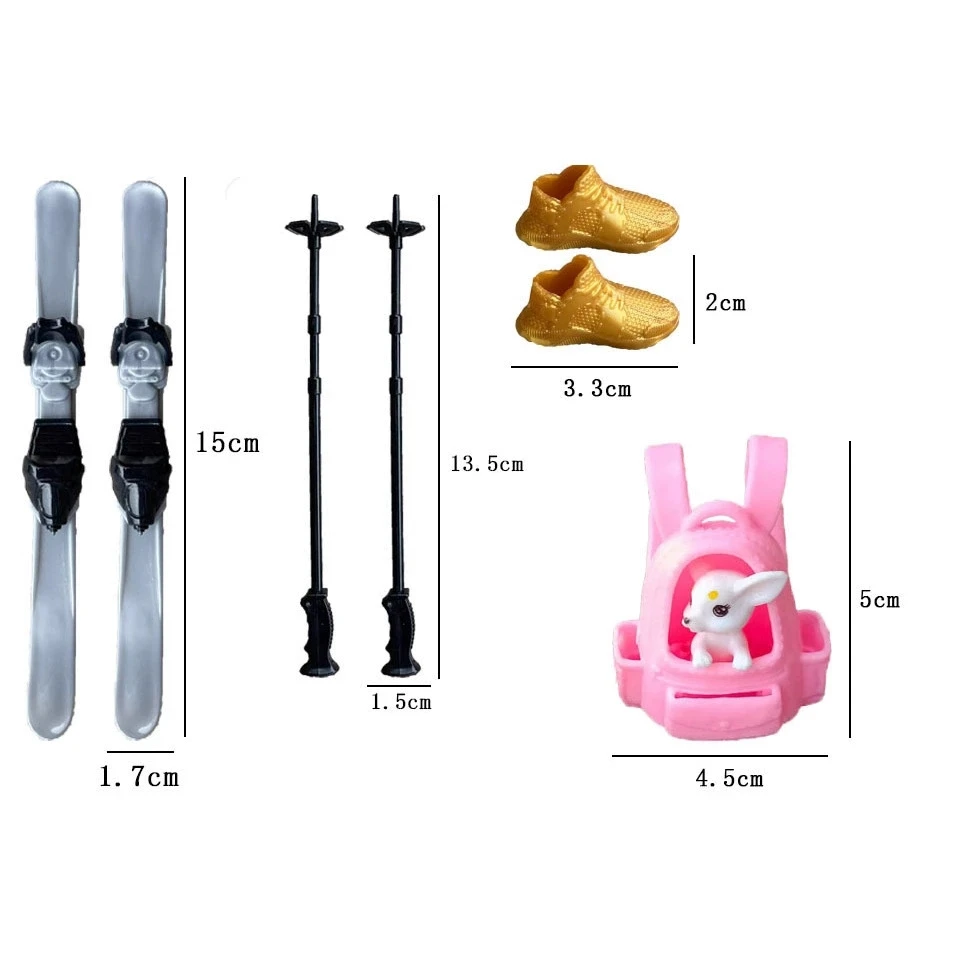 Accesorios de muñeca con temática de deportes de invierno, conjunto de esquí para disfraz de barbie, pantalones, botas, esquís, mochila, regalo de cumpleaños, Navidad, vacaciones