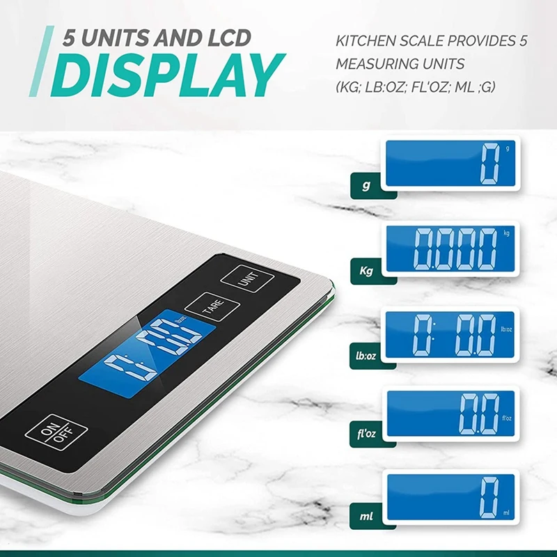 Digital Kitchen Scales - Weigh Food & Liquids At Home - For Cooking Baking - Incredible 1G Precision To 15Kg