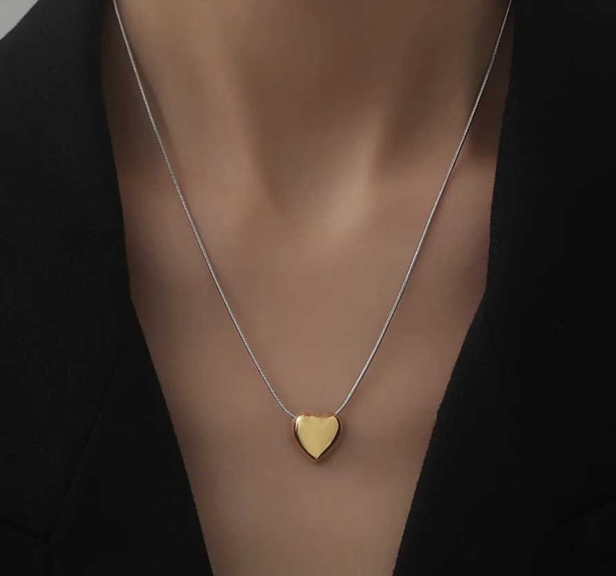 

Simple necklaces titanium steel heart color matching Pendant Necklace for women Fashion Jewelry