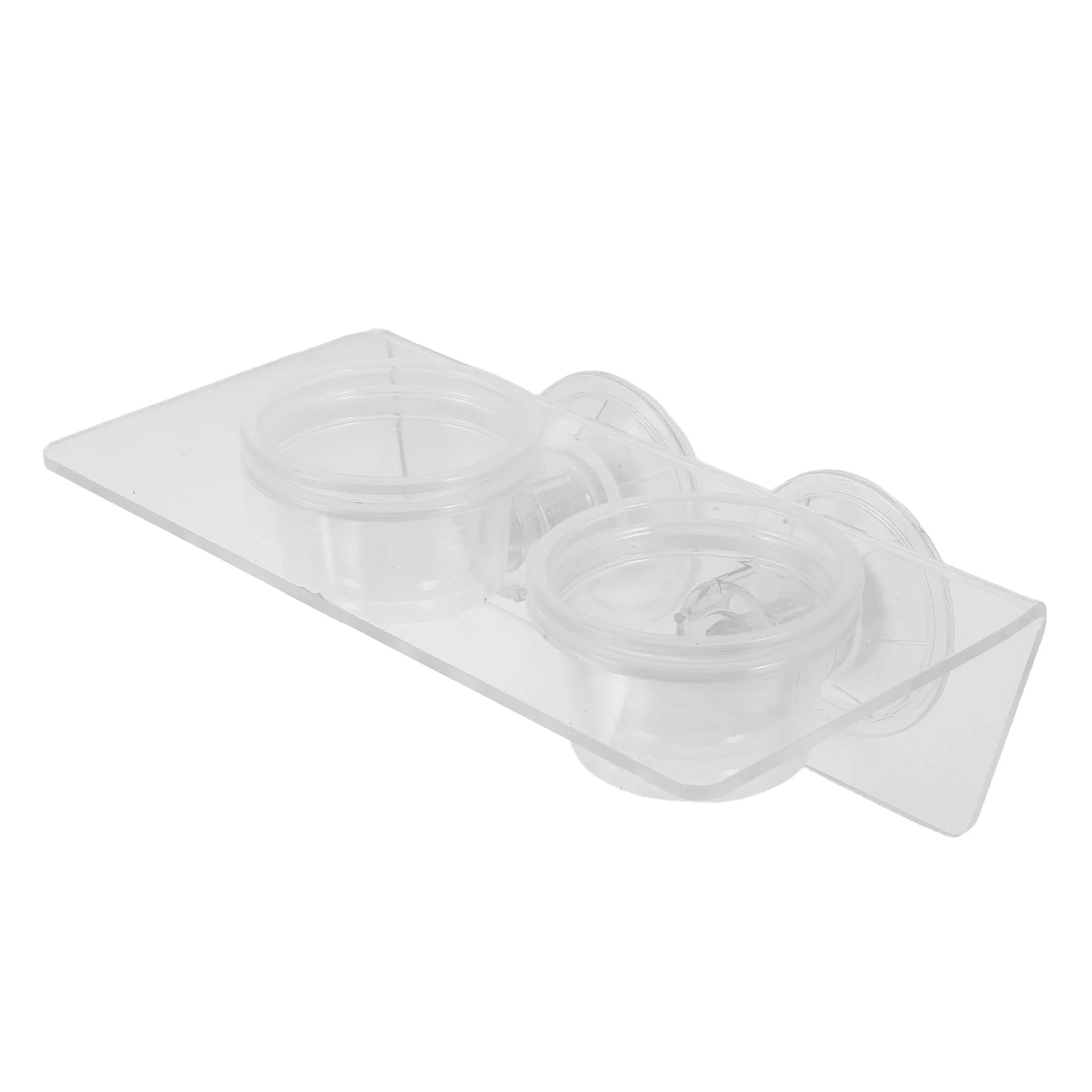 

1pcs Reptile Feeder Bowl Clear Acrylic Suction Cup Dual Slot Food Water Dish For Gecko Lizard Snake Tortoise Terrarium Feeding