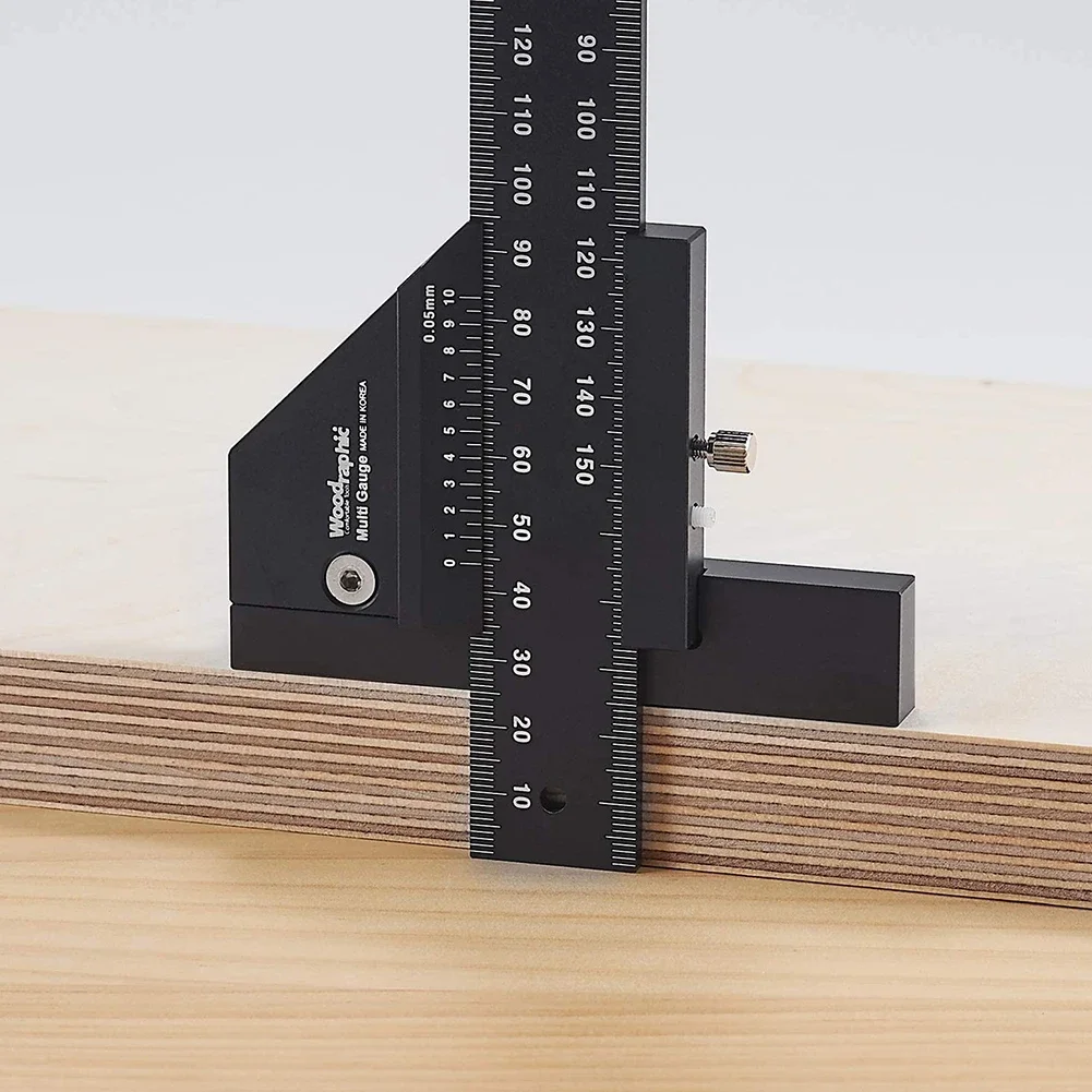 Woodworking Tool T Ruler Sliding Gauge Aluminum Alloy Scribe Ruler Depth Gauge T-Square Scribing Measuring Tools Marking Gauge