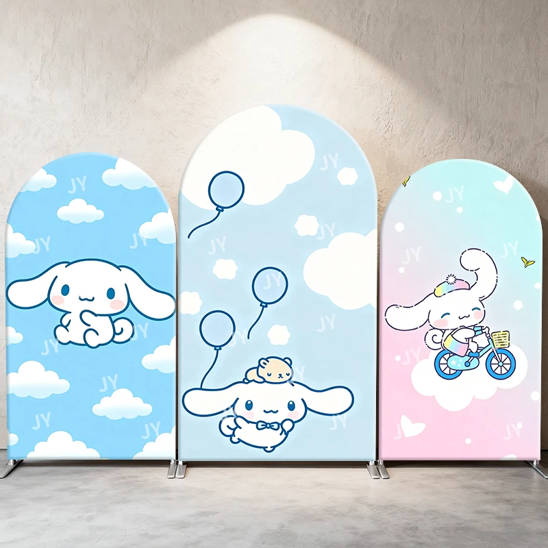 

My Melody Arch Backdrop Cover Clouds Balloons Fresh Cute Cartoon Style Birthday & Baby Shower Party Photo Booth Decor Props