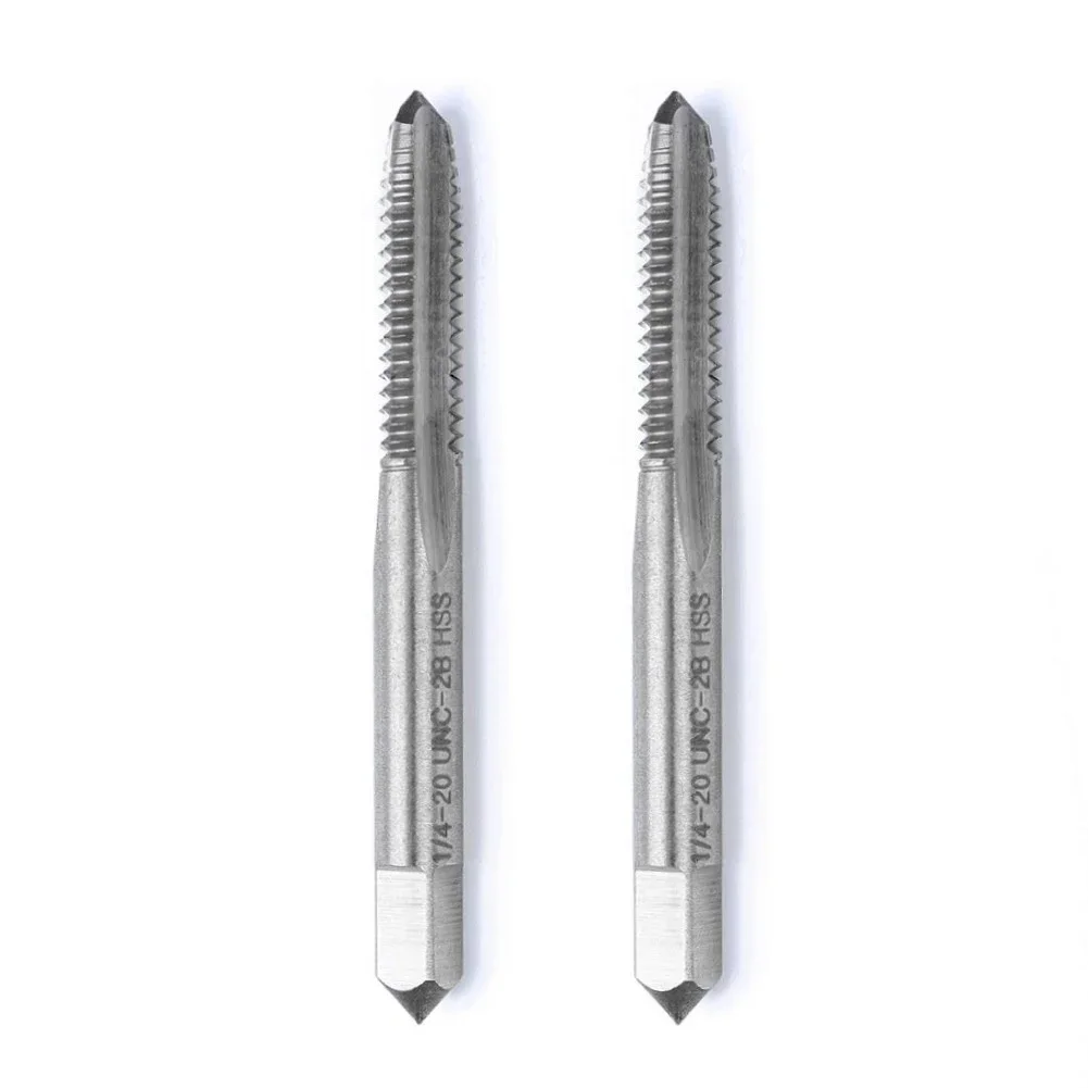 2pcs/set 1/4-20 UNC-2B Right Hand Taps HSS Straight Flute Thread Drill Screw Tap Screw Thread Tap Threading Tool Screw Tap