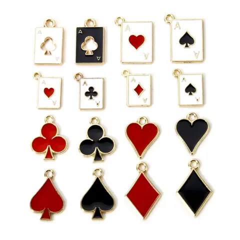 20Pcs Creative Black Poker/ Paper Card Charms Red Color Game Card Pendant For Jewelry Making Earrings Necklace DIY Findings