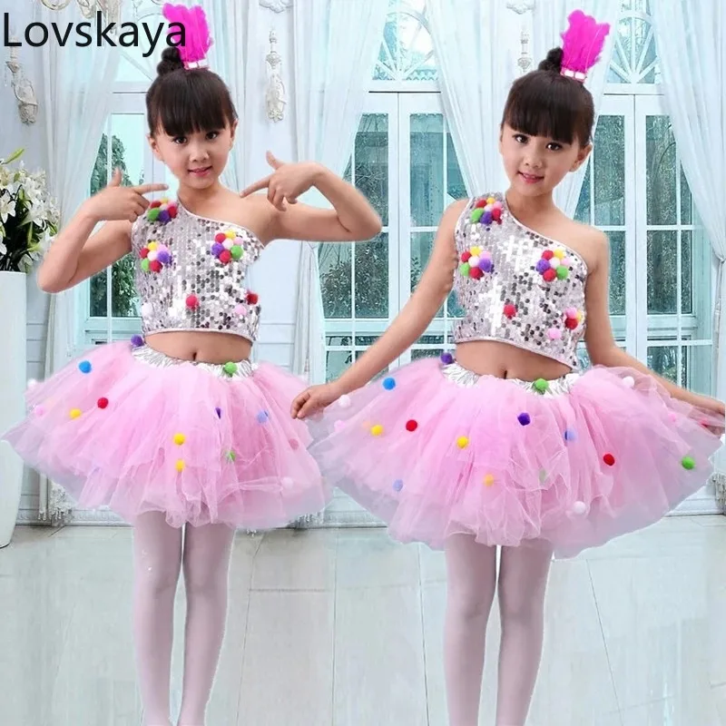 New colorful ball performance clothing children Princess Dress boys and girls sequins jazz dance clothes skirt