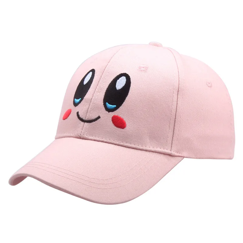 Anime Pink Kirbys Baseball Cap Girl Kawaii Smiling Face Embroidered Sunshade Hat Funny Hat Birthday Gifts Party