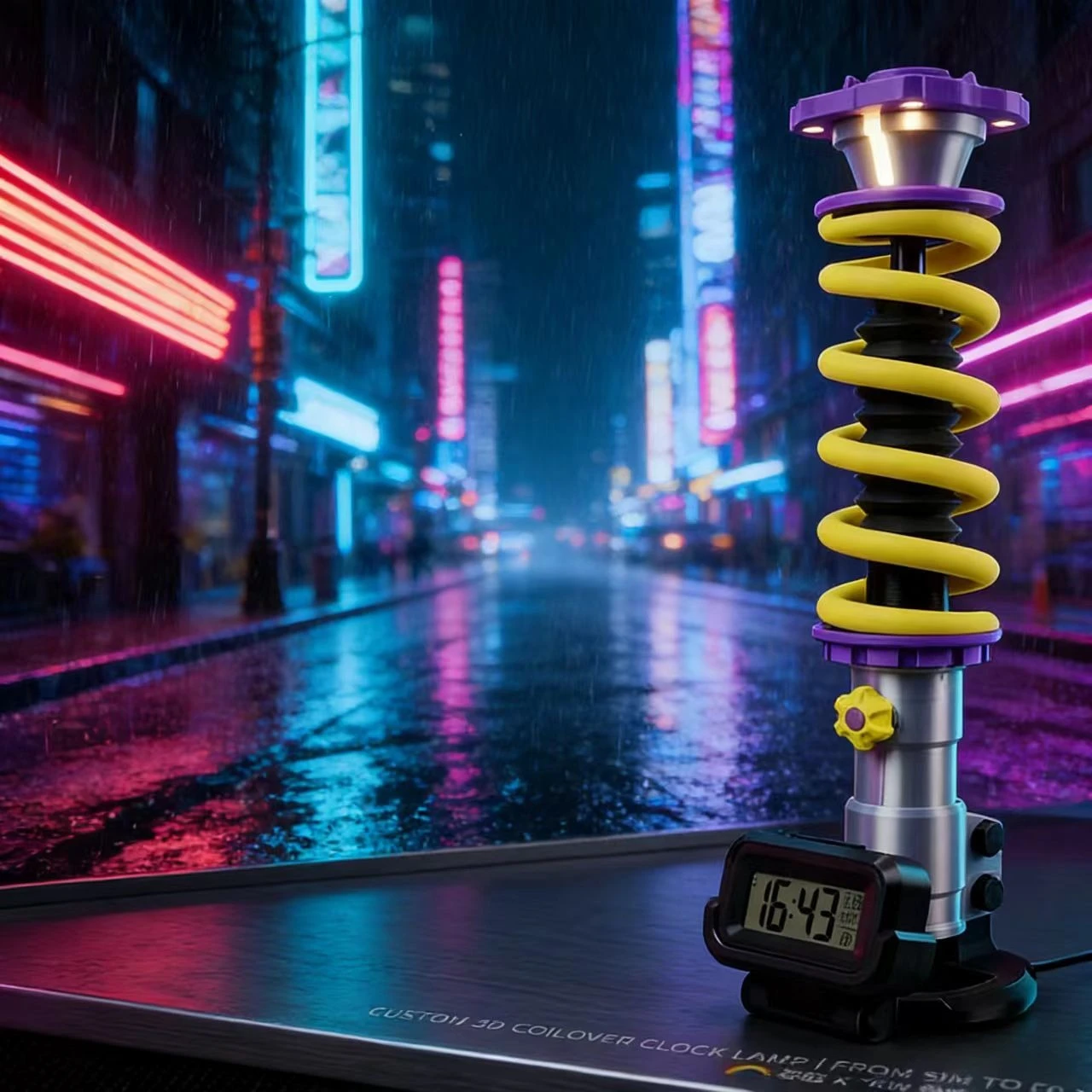 

Premium 3D Printed Shock Absorber Desk Lamp, Adjustable Light for Home Office & Car Interior Decor
