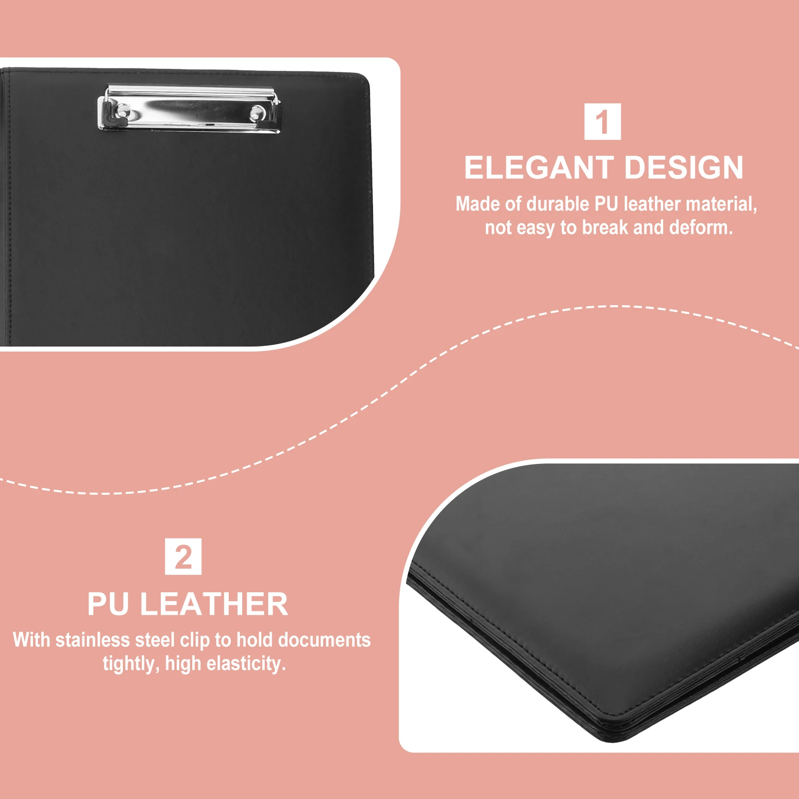 

Portfolio File Folder A4 Size PU Material Stainless Steel Clip Document ganizer Office School Travel Business