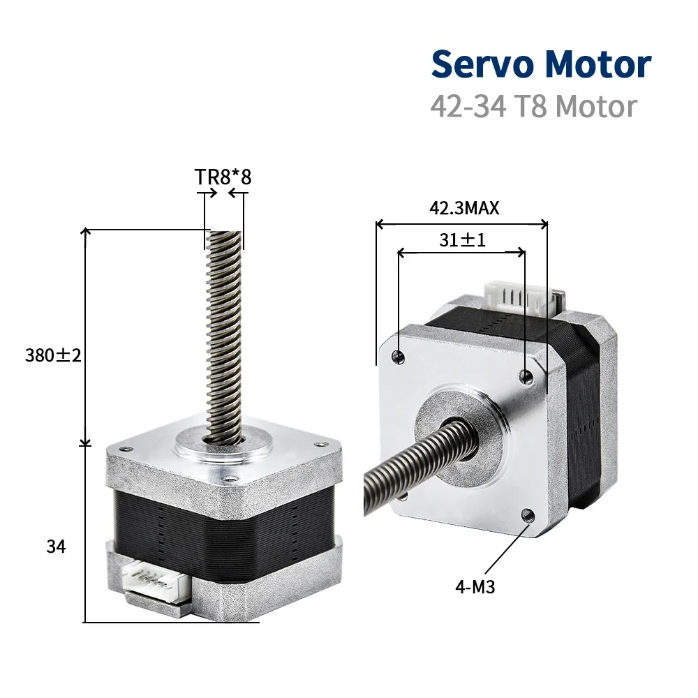 Imagem -02 - Servo Motor Linear com Parafuso de Chumbo Acessórios para Impressoras 3d Motor Nema17 4234 t8 x 300 mm 17hs4034