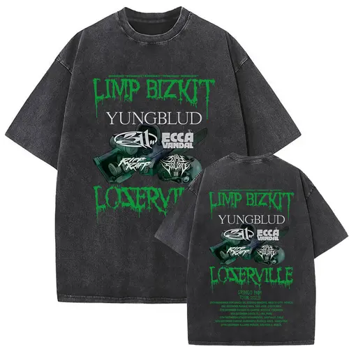 Imagen 2 del producto Camiseta Vintage lavada de la banda de Rock Limp Bizkit Loserville Tour 2025, camiseta de algodón de gran tamaño para hombres y mujeres, ropa de calle gótica Retro para hombre
