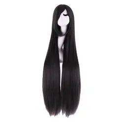 40 Inch 100 cm Long Straight Cosplay Wig Women Men Synthetic Hair For Party Cosutme Wigs Black Bangs Anime Costume