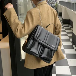 Vintage Women Backpack Retro Student Handbags Pu Leather School Shoulder Bag OL Business Briefcase Bag College Student Backpack