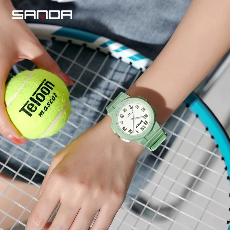Sanda 6123 montre-bracelet de sport de mode Design à la mode montre d'étudiant souple bracelet en TPU 50M de profondeur mouvement à Quartz étanche enfants