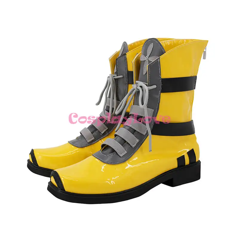 CosplayLove Arknights Skadi Cosplay Shoes Yellow Cosplay Long Boots Leather Custom Made For Party Christmas Halloween