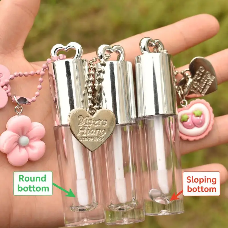 (N) 1Pcs Silver Heart-shaped 2.5ML Empty Lip Balm Tubes Transparent Lip Gloss Tube Container With Cap Cosmetic Sample Container
