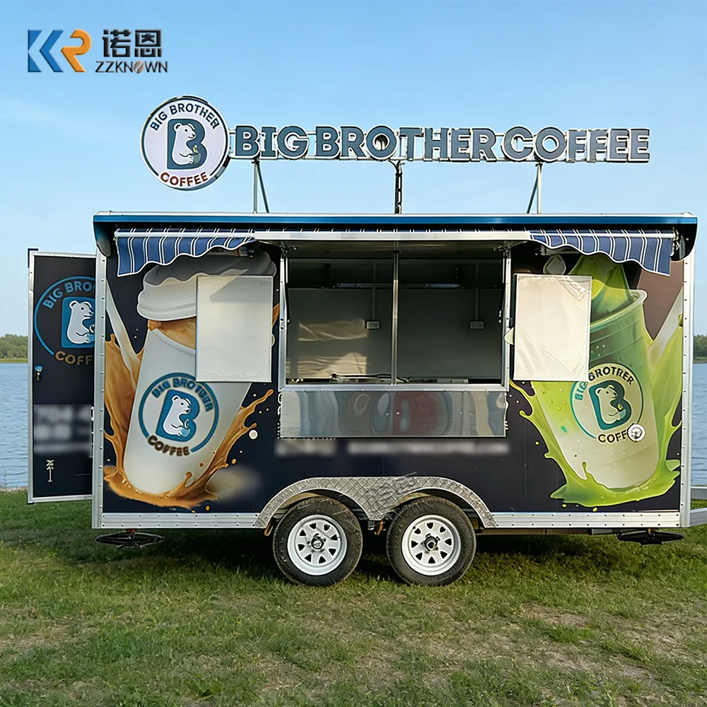 

Грузовик для мороженого из нержавеющей стали с полным кухонным оборудованием Грузовик для еды Прицеп Прицепы Мобильная тележка для еды