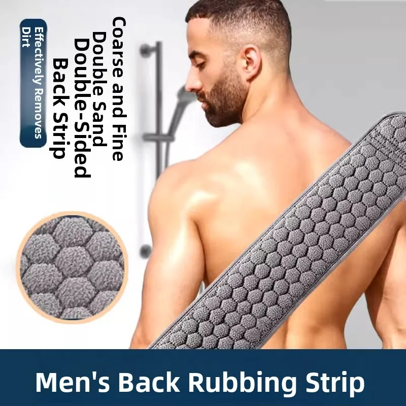 high-quality-long-double-sided-exfoliating-bath-towel-men's-special-mud-removal-scrubbing-towel-for-travel-storage-set