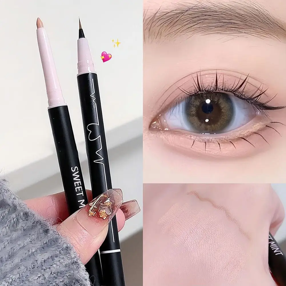 SWEETMINT Double-Headed Silkworm Eyeliner Pencil Shadow + Highlight 2in1 Ultra-fine Pen Tip For Beginners Affordable Easy T J4W5