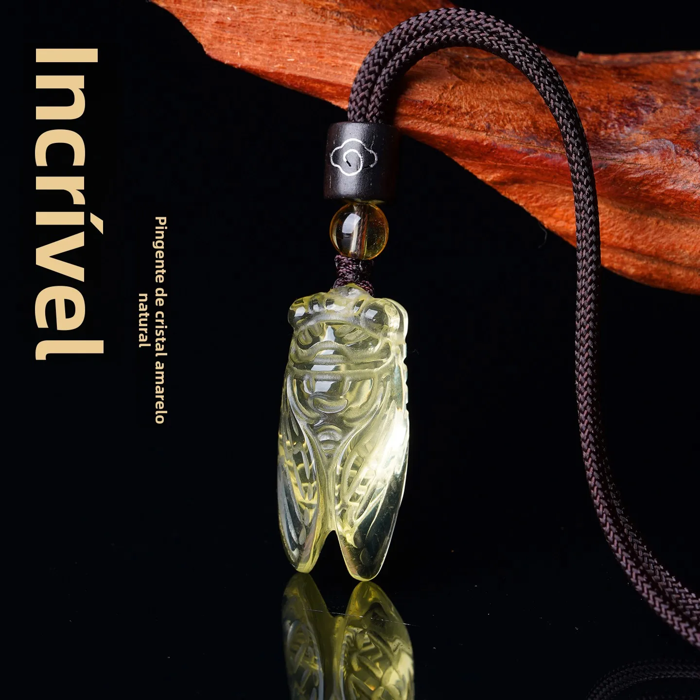 natural-yellow-crystal-cicada-pendant-unisex-keychain-famae-lucky-charm-student-success-gift-simple-style-yellow-rope-chain