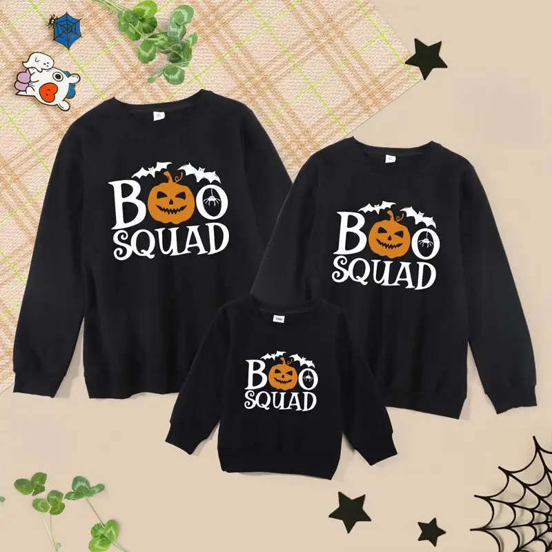 

Halloween Family Costume Pumpkin Letter Print Family Matching Clothes Long Sleeve Parent-child Hoodies Fashion Family Sweatshirt